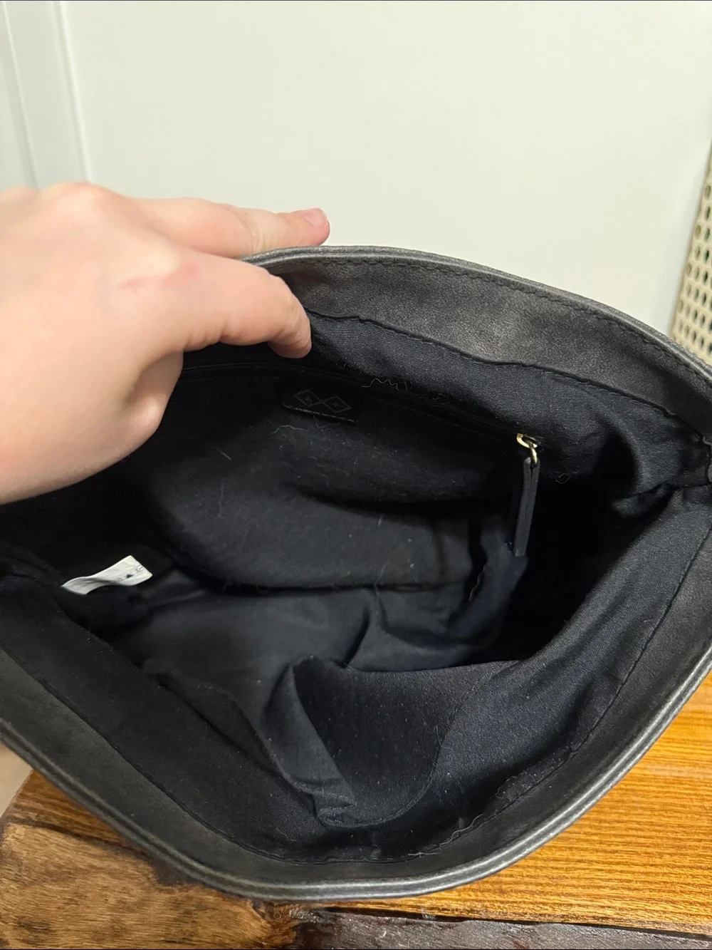 Black Women's Leather Messenger Bag with Gold Hardware